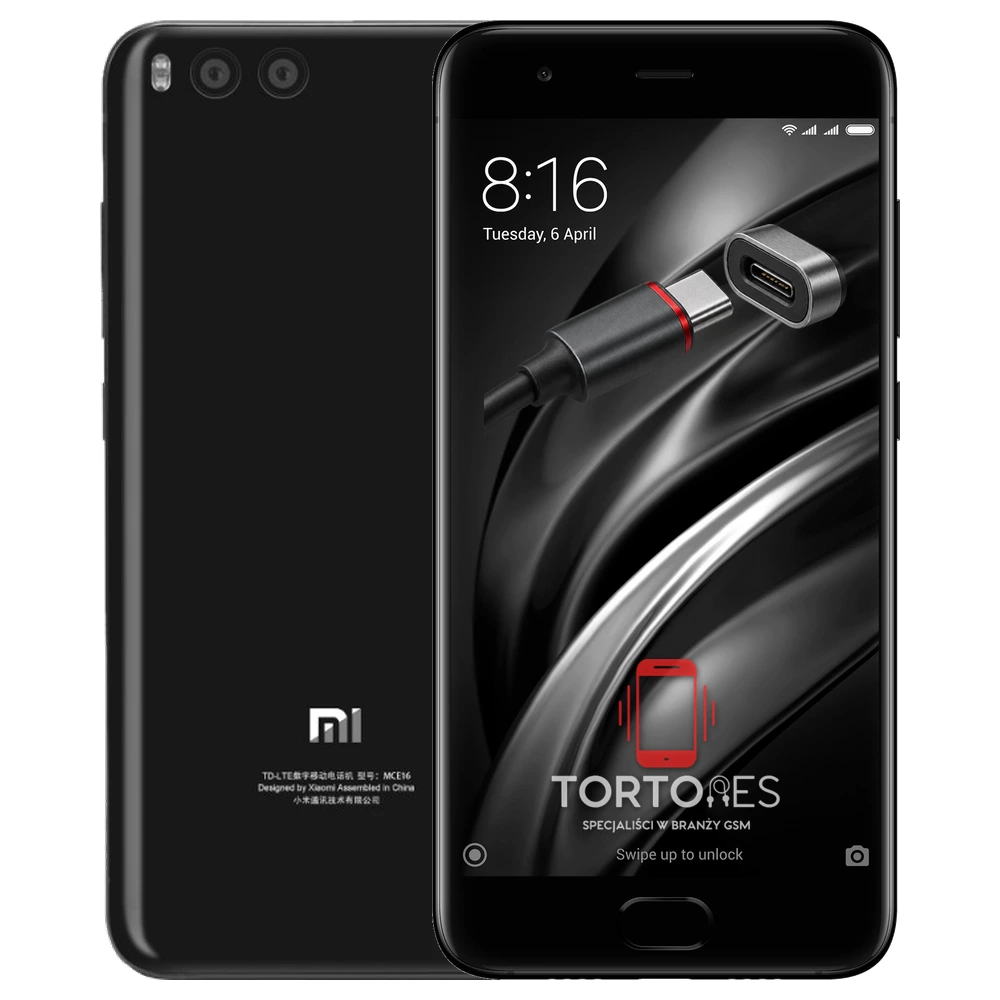 Xiaomi Mi 6 z ilustracją złącza ładowania - naprawa złącza ładowania