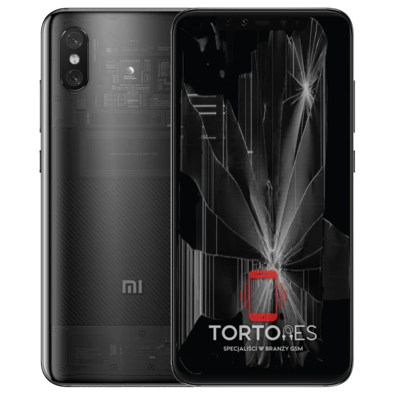 Xiaomi Mi 8 Pro z ilustracją pękniętego wyświetlacza - wymiana zbitego wyświetlacza