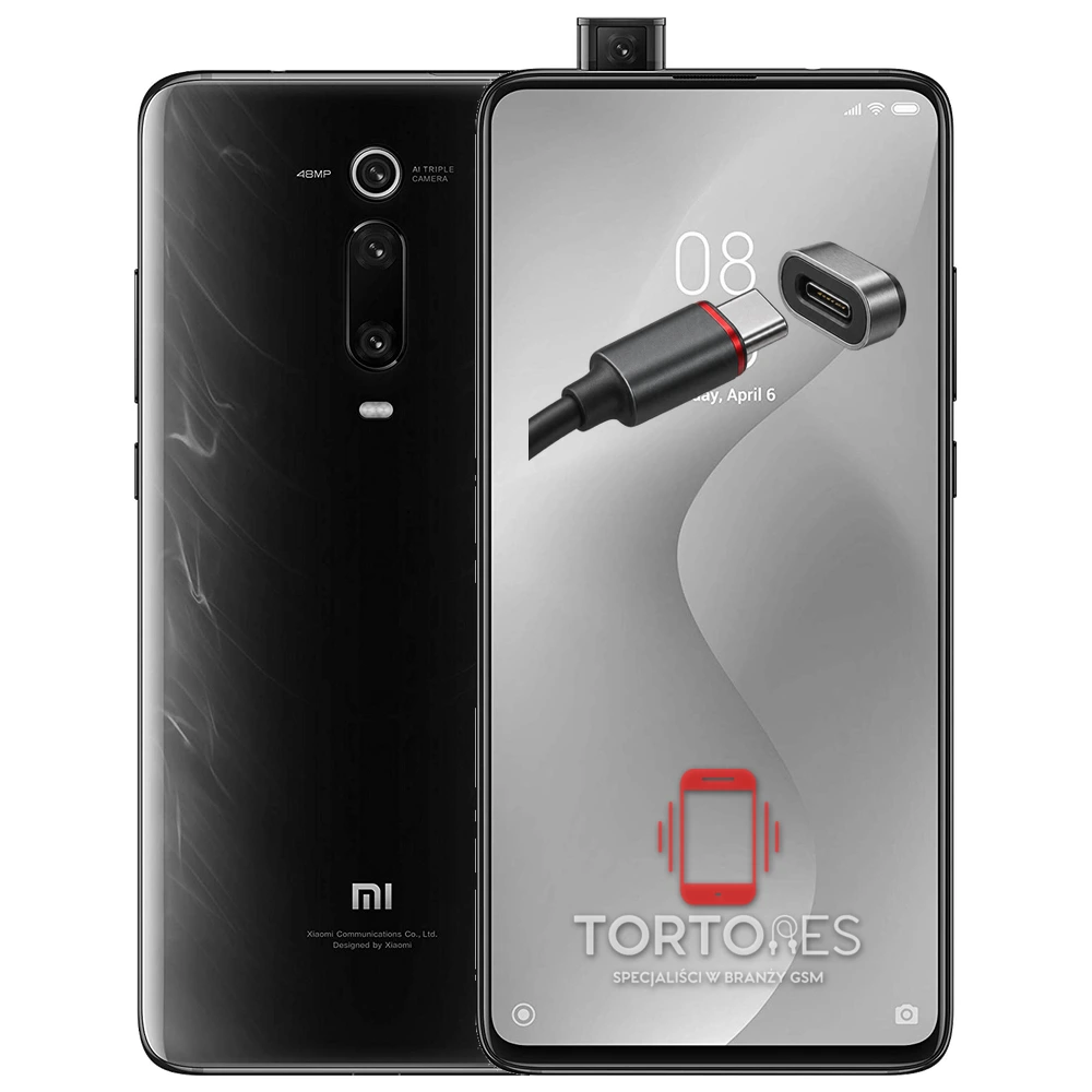 Xiaomi Mi 9T z ilustracją złącza ładowania - naprawa złącza ładowania