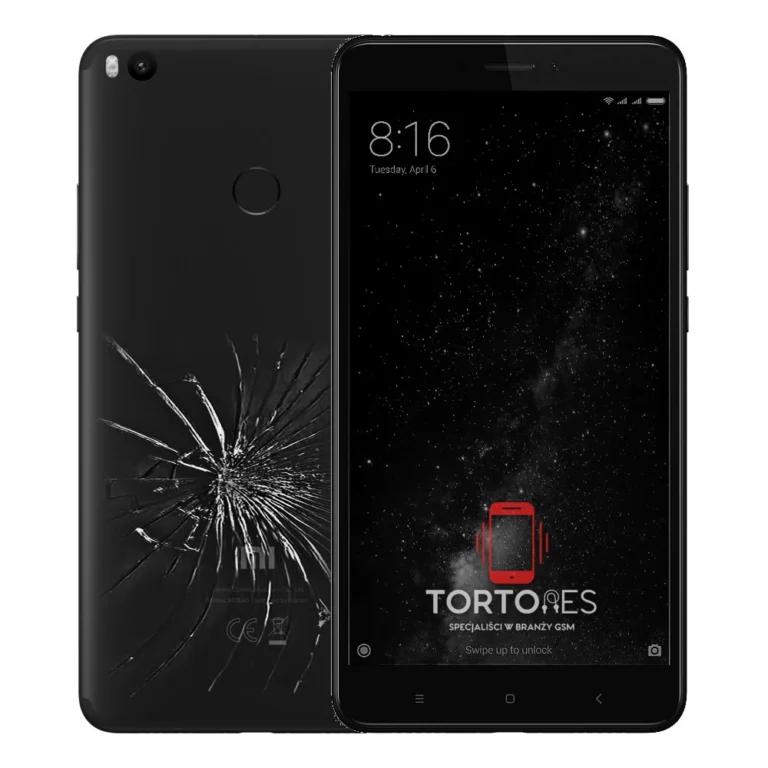 Xiaomi Mi Max 2 z ilustracją pękniętej tylnej klapki - wymiana zbitej klapki