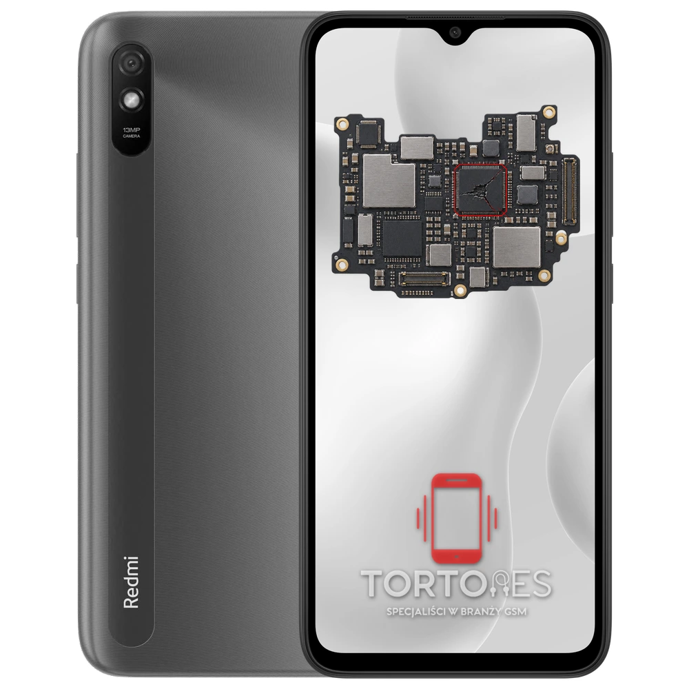 Redmi 9AT z ilustracją płyty głównej - naprawa płyty głównej