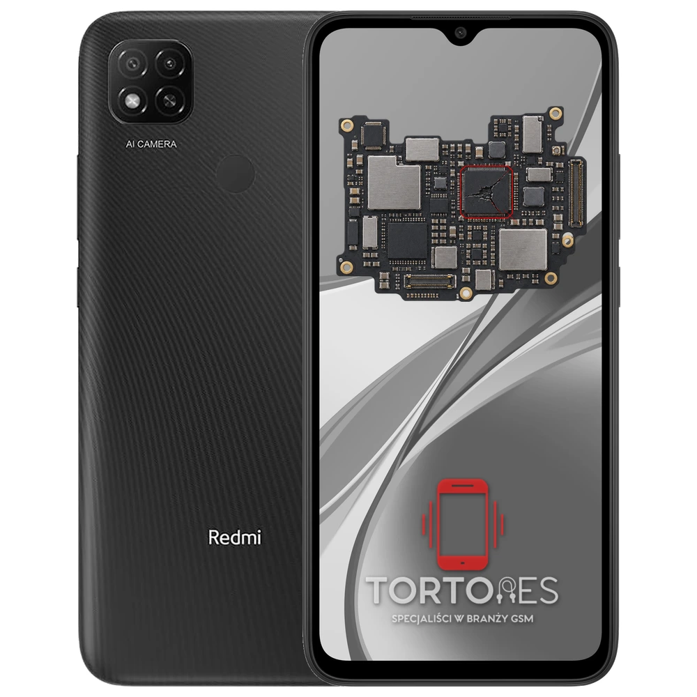 Redmi 9C NFC z ilustracją płyty głównej - naprawa płyty głównej