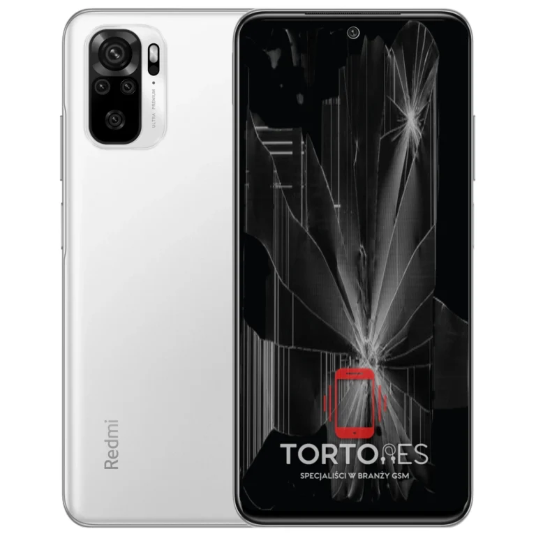 Redmi Note 10 z ilustracją pękniętego wyświetlacza - wymiana zbitego wyświetlacza