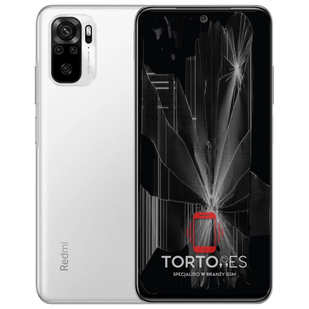 Redmi Note 10 z ilustracją pękniętego wyświetlacza - wymiana zbitego wyświetlacza