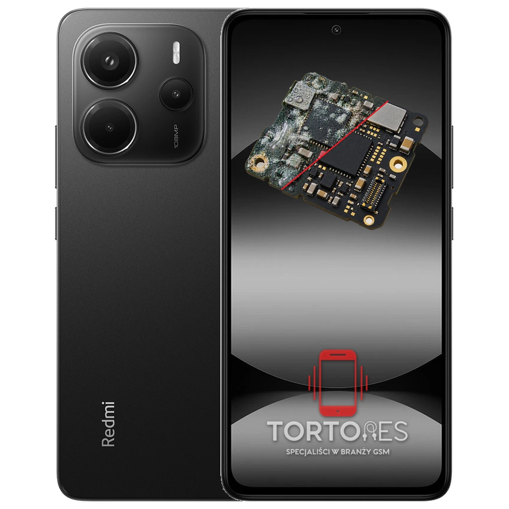 Redmi Note 14 z ilustracją zalania - czyszczenie po zalaniu