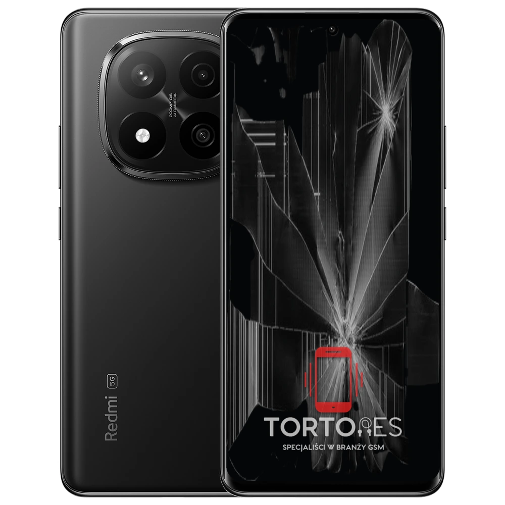 Redmi Note 14 Pro+ 5G z ilustracją pękniętego wyświetlacza - wymiana zbitego wyświetlacza