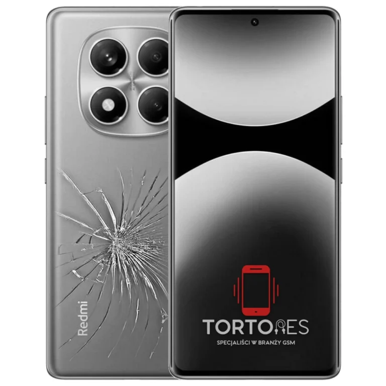 Redmi Note 14 Pro z ilustracją pękniętej tylnej klapki - wymiana zbitej klapki
