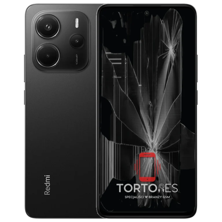 Redmi Note 14 z ilustracją pękniętego wyświetlacza - wymiana zbitego wyświetlacza