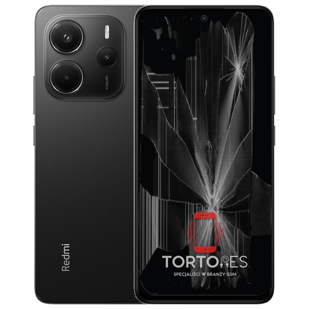 Redmi Note 14 z ilustracją pękniętego wyświetlacza - wymiana zbitego wyświetlacza