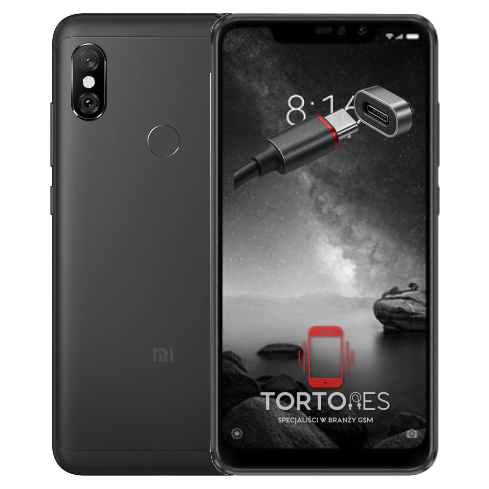 Redmi Note 6 Pro z ilustracją złącza ładowania - naprawa złącza ładowania
