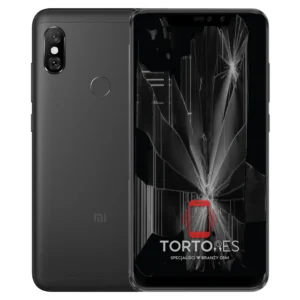Redmi Note 6 Pro z ilustracją pękniętego wyświetlacza - wymiana zbitego wyświetlacza
