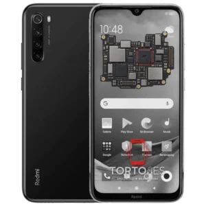 Redmi Note 8 2021 z ilustracją płyty głównej - naprawa płyty głównej