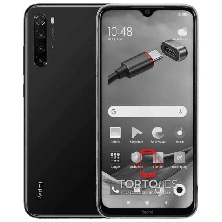 Redmi Note 8 2021 z ilustracją złącza ładowania - naprawa złącza ładowania