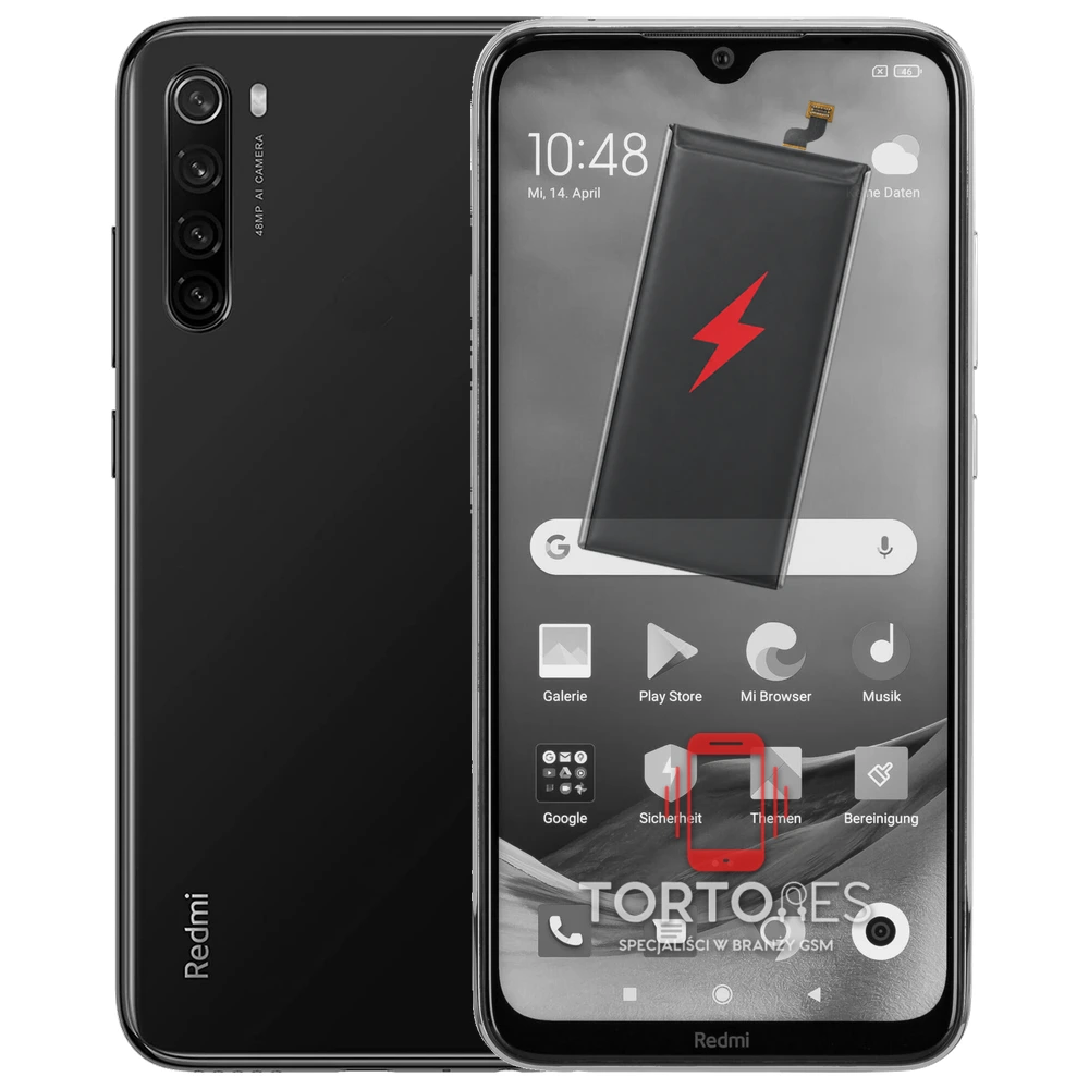 Redmi Note 8 2021 z ilustracją baterii - wymiana baterii